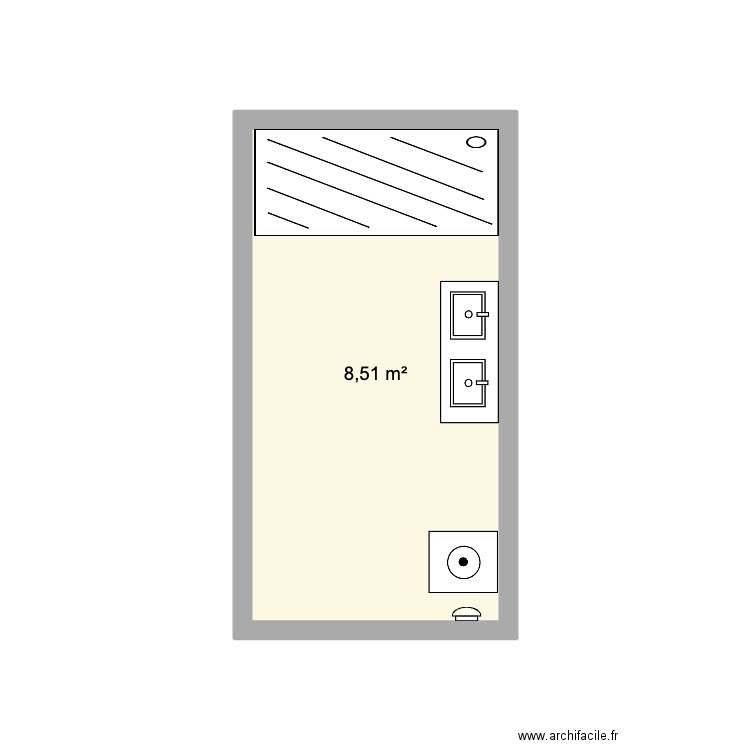 BOUTELET. Plan de 1 pièce et 9 m2