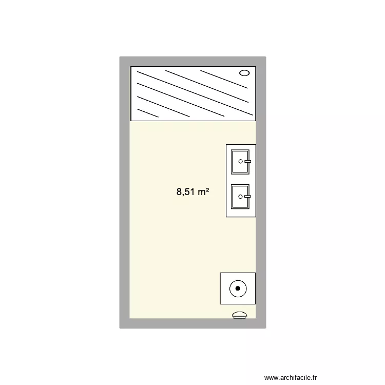 BOUTELET. Plan de 1 pièce et 9 m²