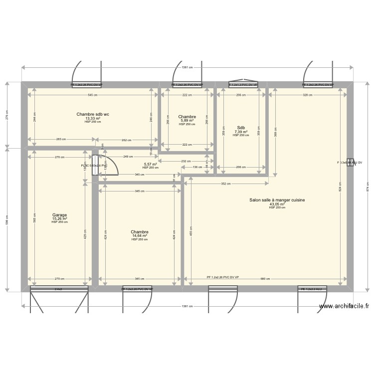 Tabary. Plan de 7 pièces et 105 m2