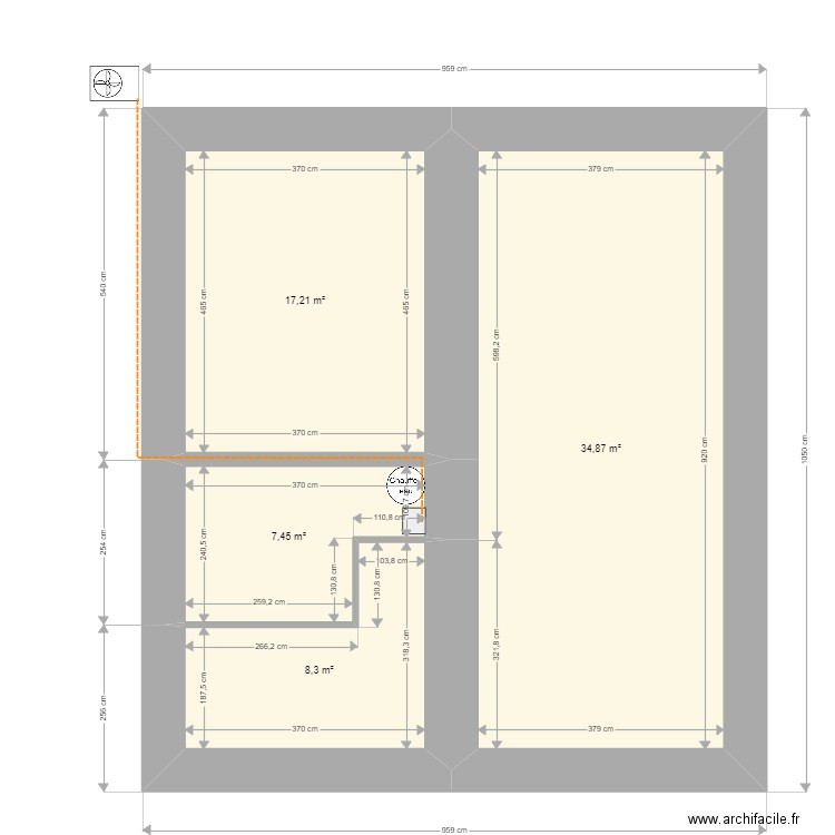 CHOGNOT. Plan de 4 pièces et 68 m2