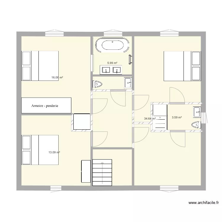 1er Maison La Baule apr&egrave;s modification. Plan de 
