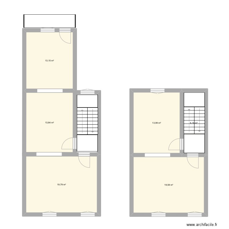 Appt bx. Plan de 6 pièces et 87 m2