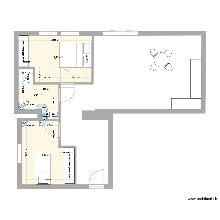 Chatel 2. Plan de 3 pièces et 29 m2