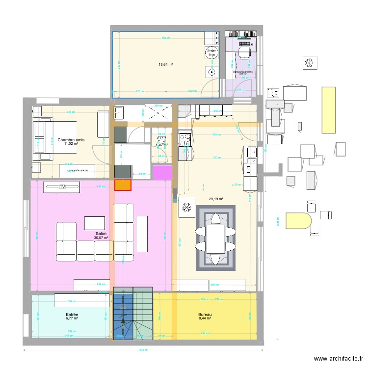 20230104 cuisine. Plan de 15 pièces et 222 m2