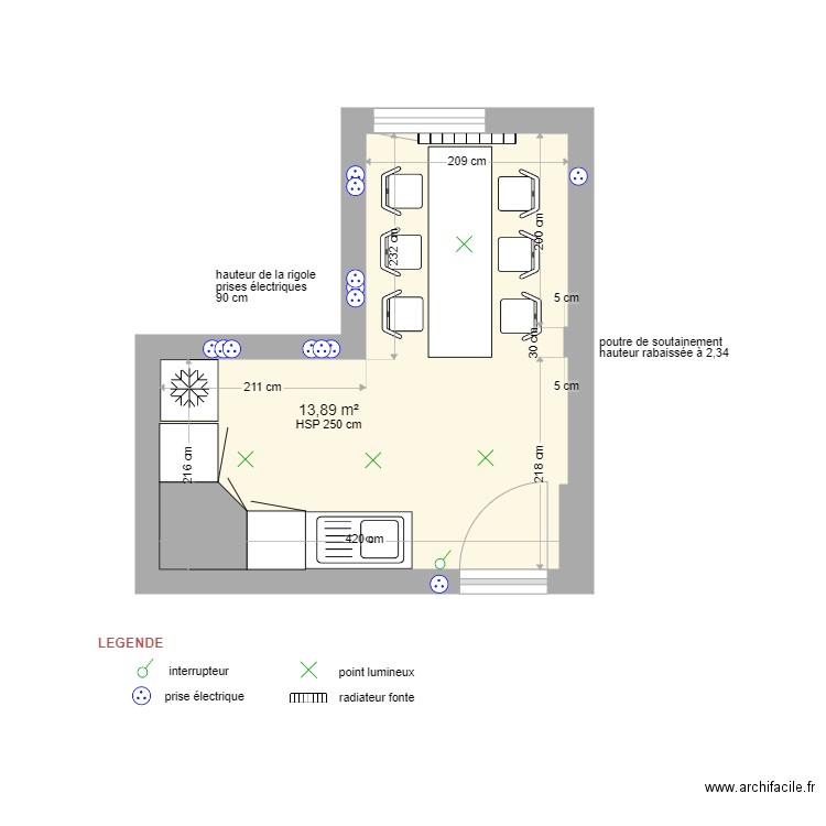 ADT implantation cuisine Happy at Work. Plan de 0 pièce et 0 m2