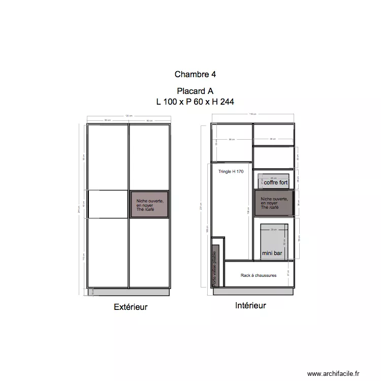 Placard Chambre 4A. Plan de 