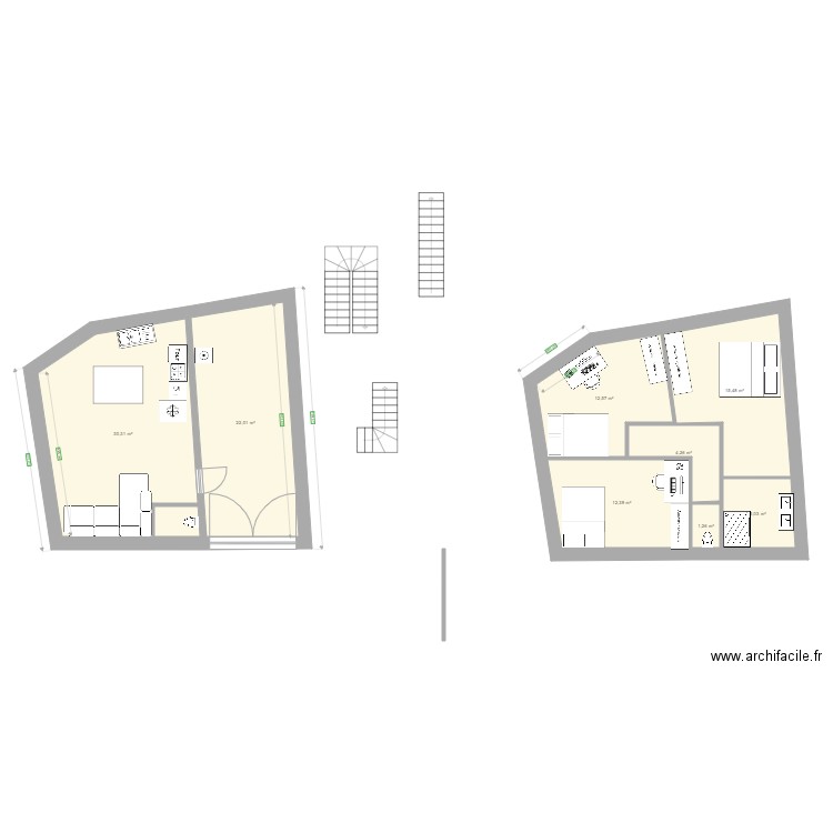 plan évoluer. Plan de 8 pièces et 103 m2