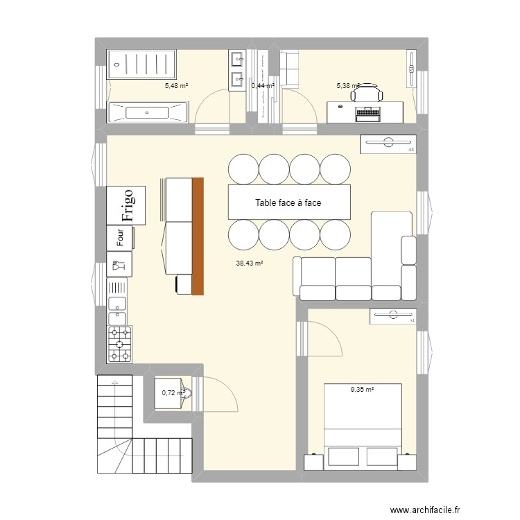 maison migennes. Plan de 6 pièces et 60 m2