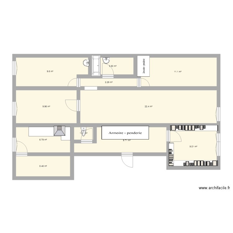 Plan appartement test . Plan de 0 pièce et 0 m2