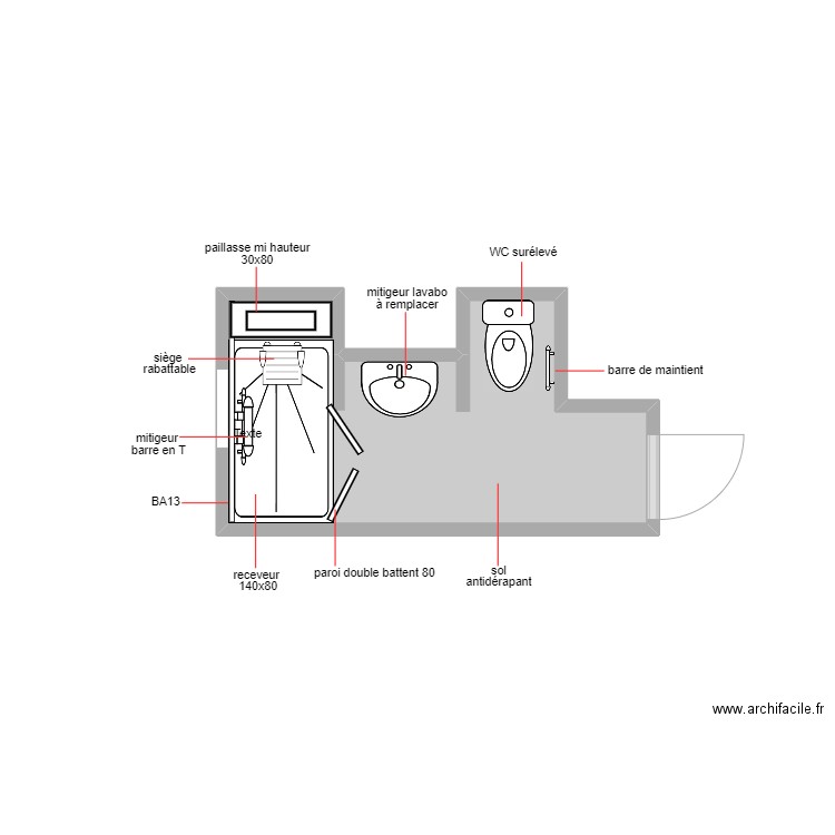 .3220. Plan de 1 pièce et 4 m2