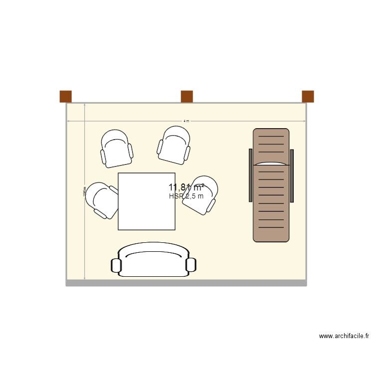 Terrasse extérieure. Plan de 1 pièce et 12 m2