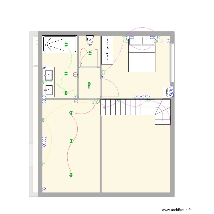 plan elec  étage chalet shena ferrandi. Plan de 8 pièces et 110 m2