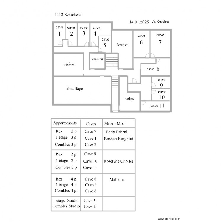 Rte du Village 48B . Plan de 9 pièces et 57 m2