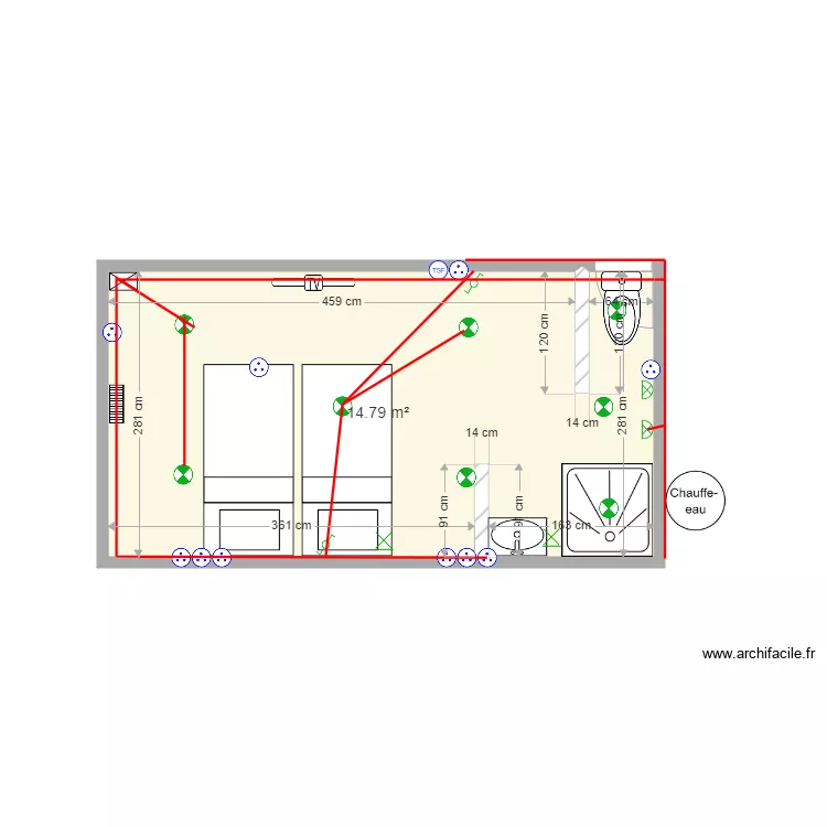 CHAMBRE 3 LA COUE 2. Plan de 