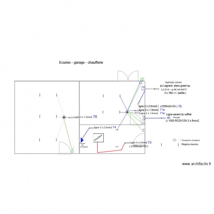 Ecuries garage chaufferie. Plan de 0 pièce et 0 m2