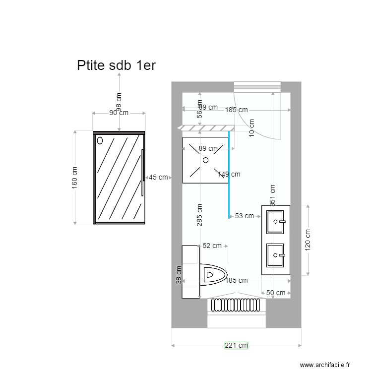 Pte SDB V3. Plan de 0 pièce et 0 m2