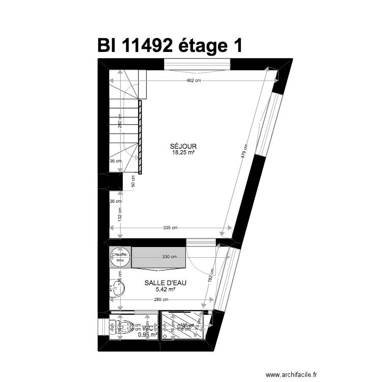BI 11492. Plan de 16 pièces et 76 m2