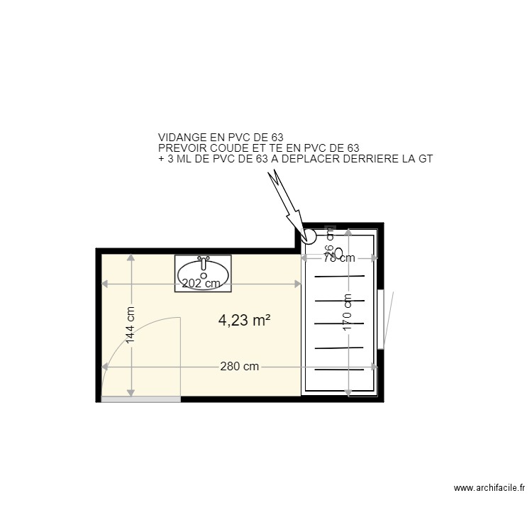 THELLIER GISELE . Plan de 1 pièce et 4 m2