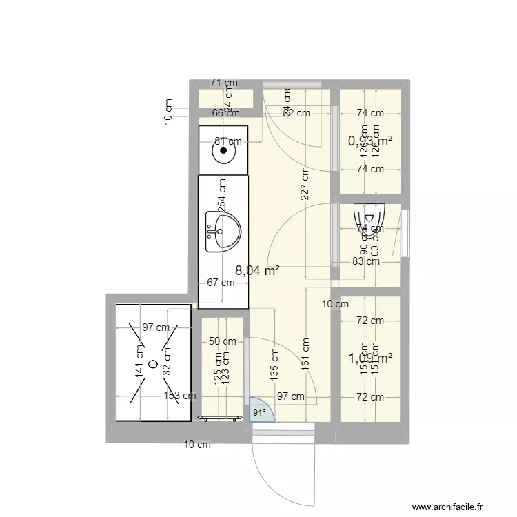 salle de bain. Plan de 