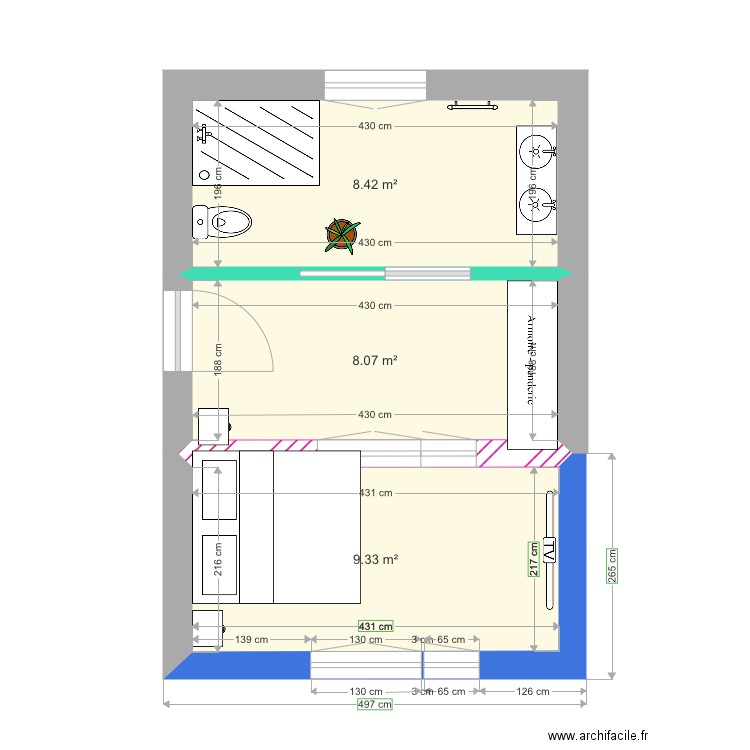 Agrandissement chambre 1er v3. Plan de 0 pièce et 0 m2