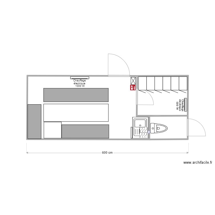 BVA 007. Plan de 3 pièces et 13 m2