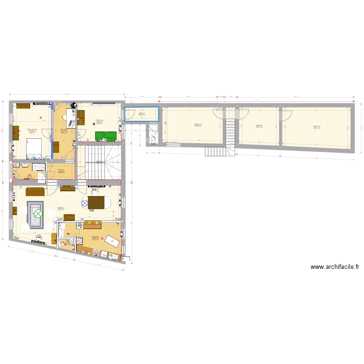 Etage+aile Full v1. Plan de 0 pièce et 0 m2