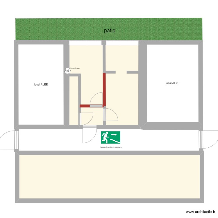 local avant. Plan de 5 pièces et 88 m2