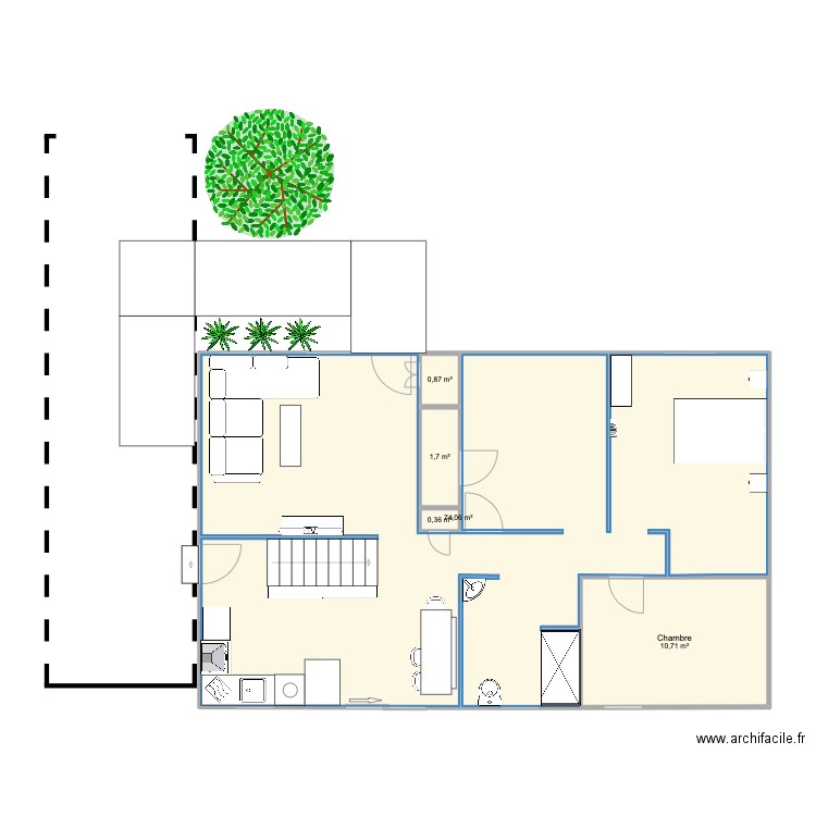 maison après adaptations. Plan de 5 pièces et 88 m2