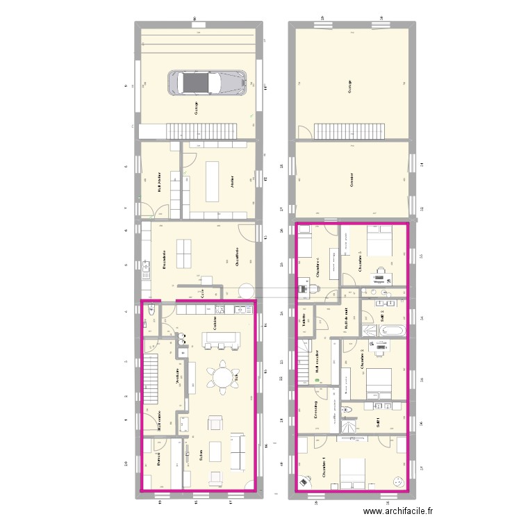 Gbx - Vieille Ferme 14. Plan de 19 pièces et 407 m2