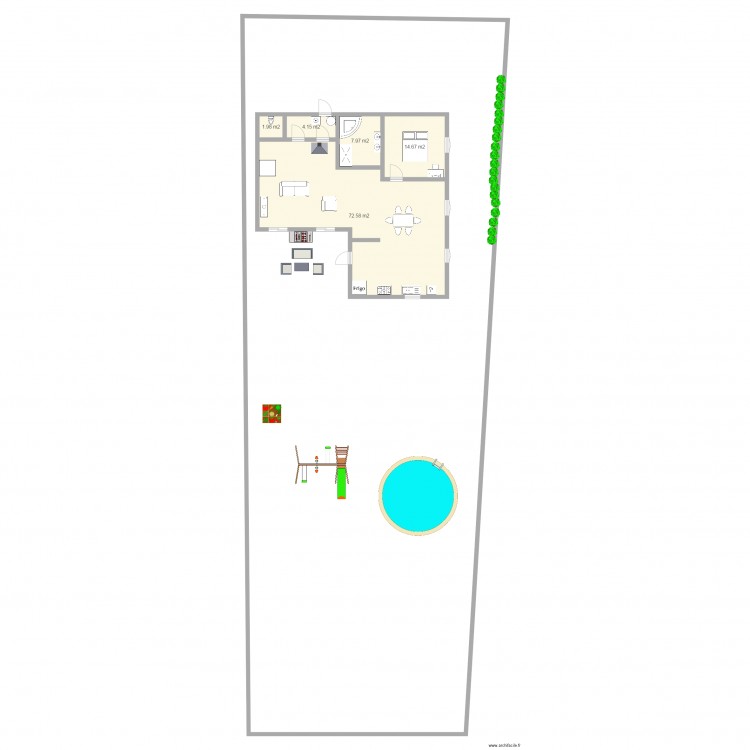 maison terrain 600m2 entree sud 3. Plan de 0 pièce et 0 m2