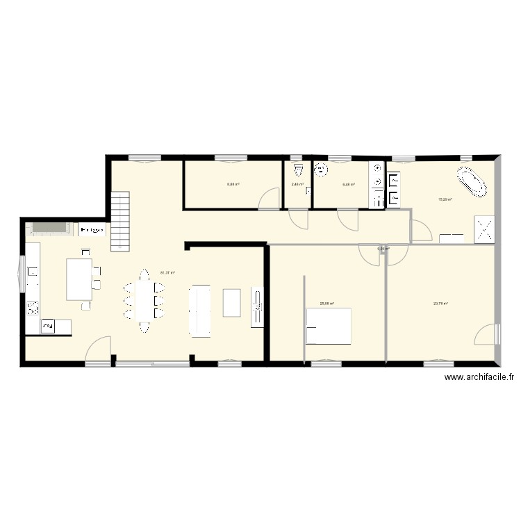 Maison Varennes. Plan de 8 pièces et 163 m2
