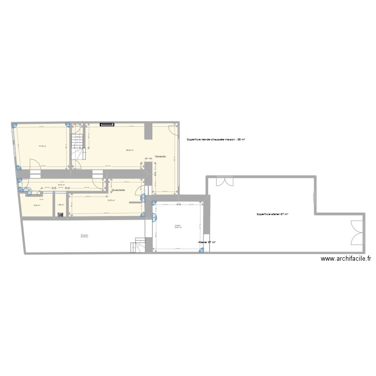 REZ situation actuelle. Plan de 8 pièces et 134 m2