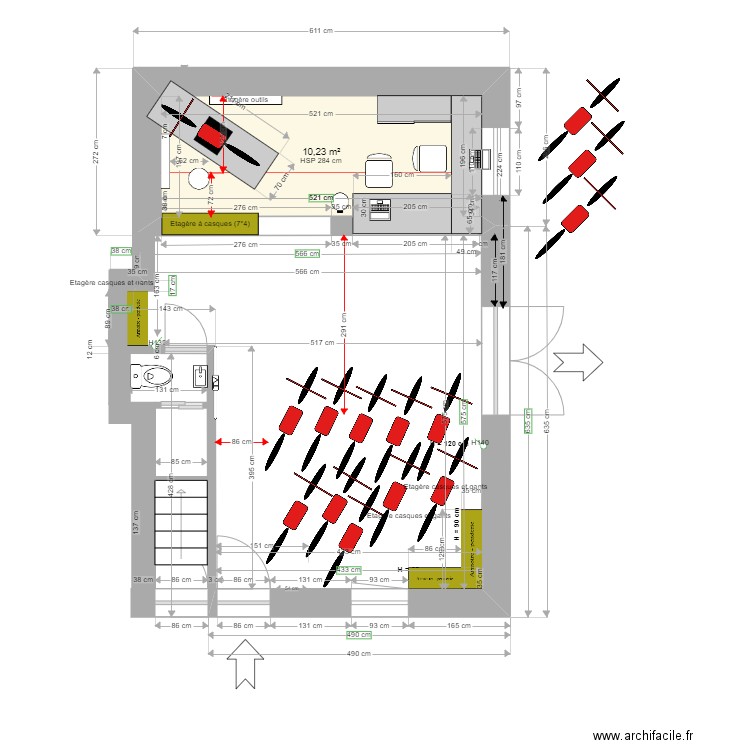 Abbes Saidi 4 plan Motos V2. Plan de 1 pièce et 10 m2