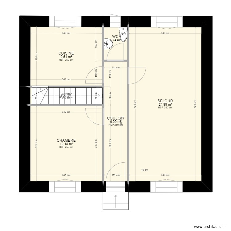 BREGILLE_R0_INITIAL. Plan de 6 pièces et 57 m2