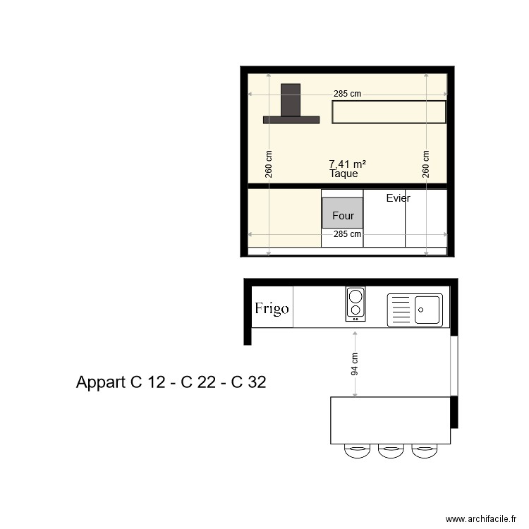 Clos105 cuisine C 12  C 22  C 32 modif 20210624. Plan de 0 pièce et 0 m2