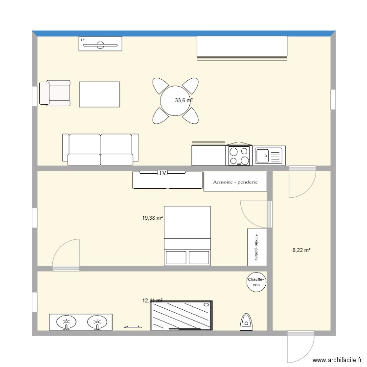 appartement . Plan de 4 pièces et 73 m2