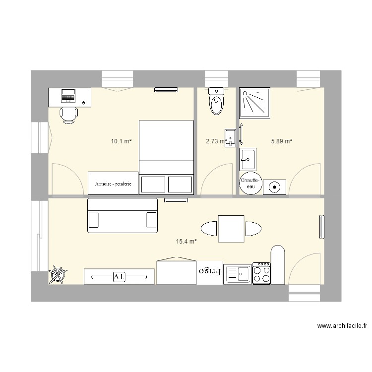aménagement appartement 34 m2