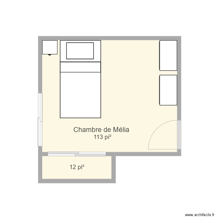 Chambre de Mélia. Plan de 0 pièce et 0 m2