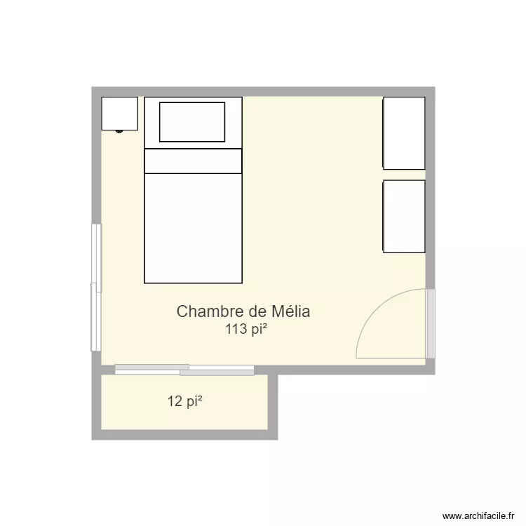 Chambre de M&eacute;lia. Plan de 
