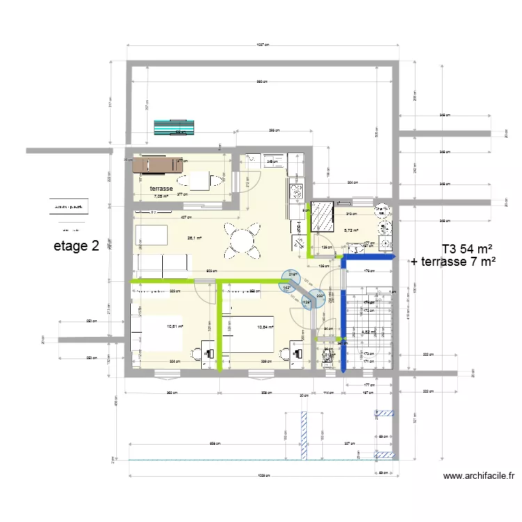 neuf r 2 revu sejour sud ouest. Plan de 