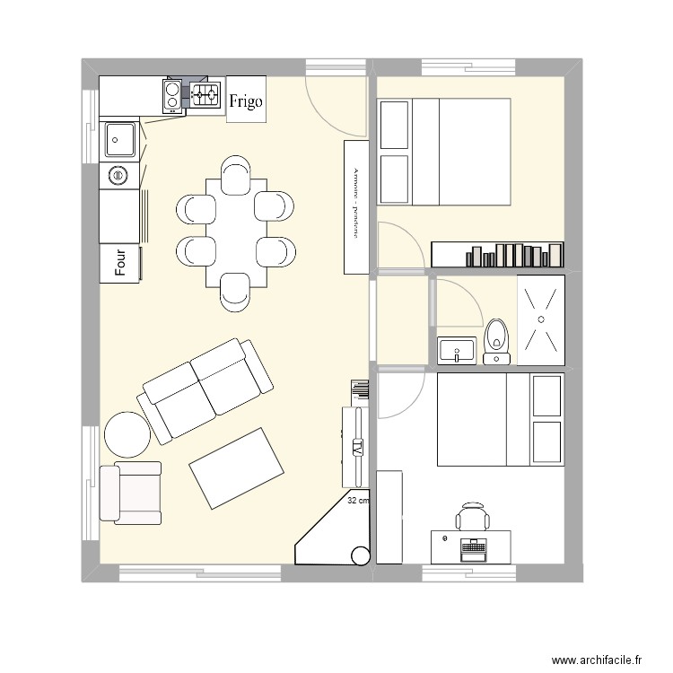 Lloret. Plan de 4 pièces et 41 m2