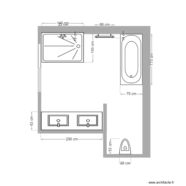 Salle de bain Lopes Schoettel. Plan de 