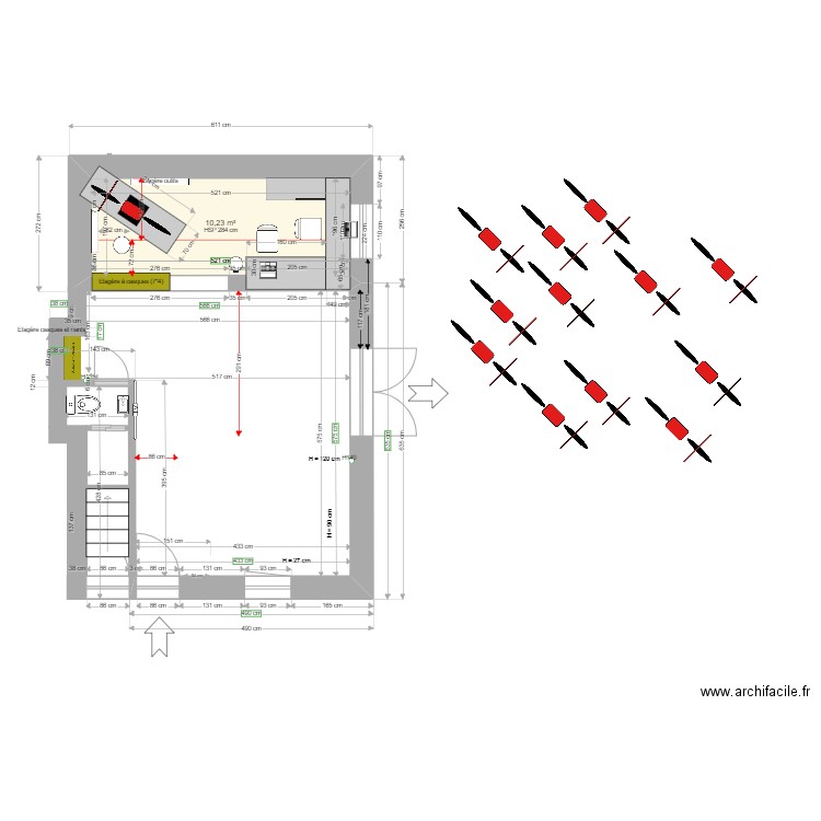 Abbes Saidi 4 plan V3 rangement motos. Plan de 1 pièce et 10 m2