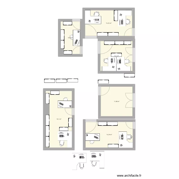 Bureaux bis. Plan de 