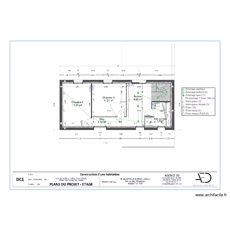 Plan Electrique  R+1 Bellanger Looten. Plan de 