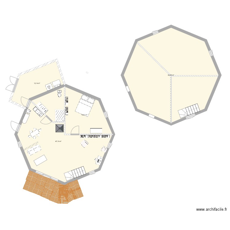 Plan paille octogonal. Plan de 0 pièce et 0 m2