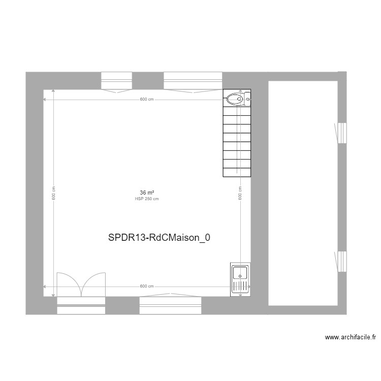 SPDR13-RdC-Maison_0. Plan de 1 pièce et 36 m2