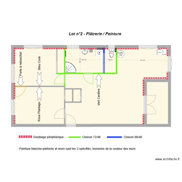  LGT NICOLIER Lot n°2 - Plâtrerie / Peinture. Plan de 7 pièces et 73 m2