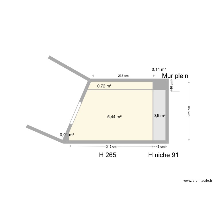 Arrière cuisine. Plan de 5 pièces et 7 m2