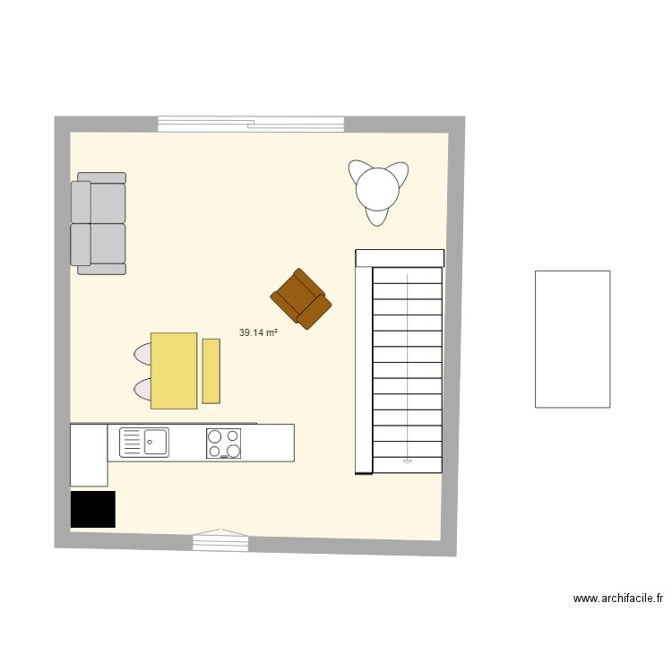 Grrrr Etage 2 2ème essai. Plan de 1 pièce et 39 m2